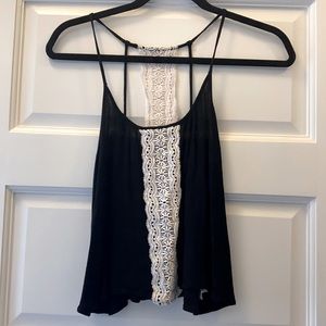 Black/white lace mini tank